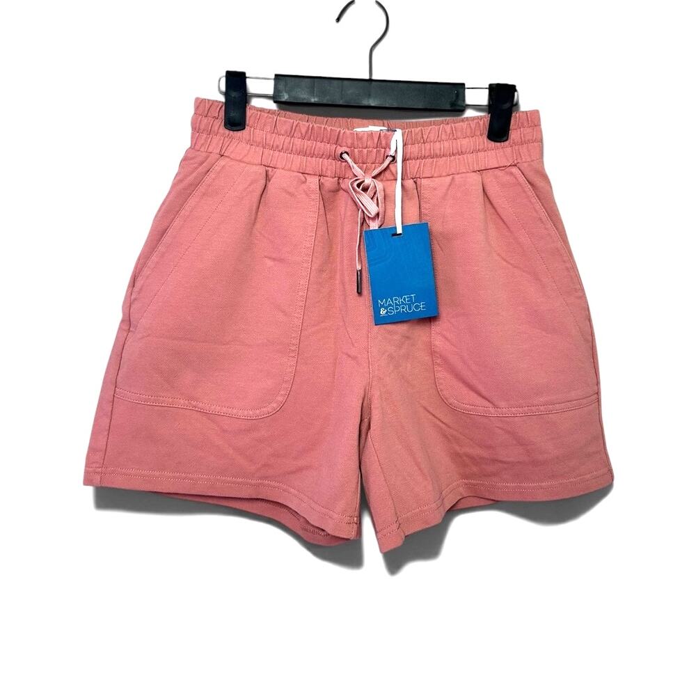 Market & Spruce Women's Relaxed Fit Drawstring Cotton Shorts Pink Small NWT